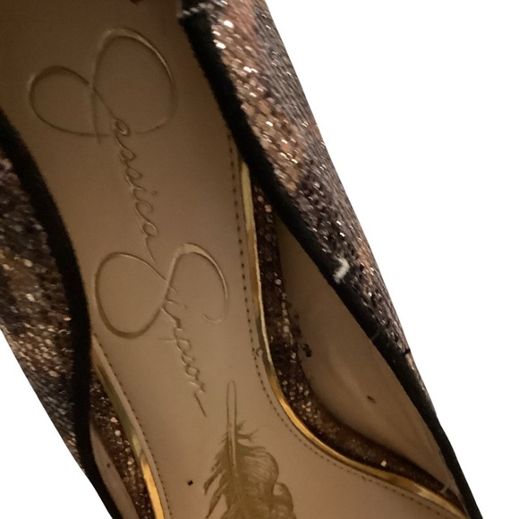 Jessica Simpson‎ golden leop print fabric heel size 7.5 - Picture 6 of 11